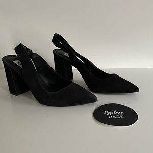 Steve Madden Dove Black Suede Slingback Heels